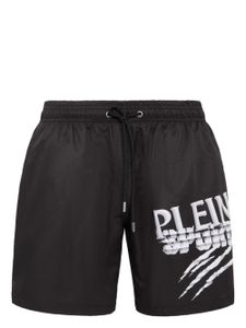 Plein Sport short de bain à logo imprimé - Noir