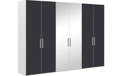 Goossens Kledingkast Easy Storage Ddk, Kledingkast 304 cm breed, 220 cm hoog, 4x draaideur en 2x spiegel draaideur midden