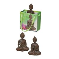 Boeddha beeld bruin in cadeautasje 5,5 cm - thumbnail