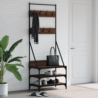 VidaXL Kledingrek met schoenenrek 70x40x184 cm bruin eikenkleur