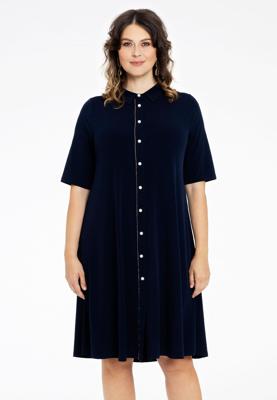 Yoek Blouse-Jurk strass trim | Blauw | Maat 50/52