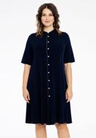 Yoek Blouse-Jurk strass trim | Blauw | Maat 54/56