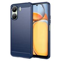 Xiaomi Poco C65/Redmi 13C Geborsteld TPU Hoesje - Koolstofvezel - Blauw - thumbnail