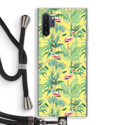 Flamingo party: Samsung Galaxy Note 10 Plus Transparant Hoesje met koord