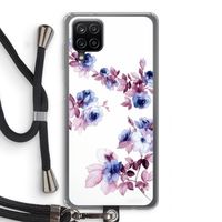 Waterverf bloemen: Samsung Galaxy A12 Transparant Hoesje met koord