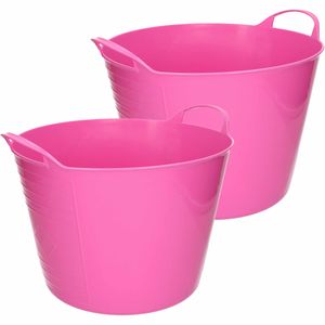 Flexibele emmer - 3x - roze - 15 liter - kunststof - 35 x 29 cm