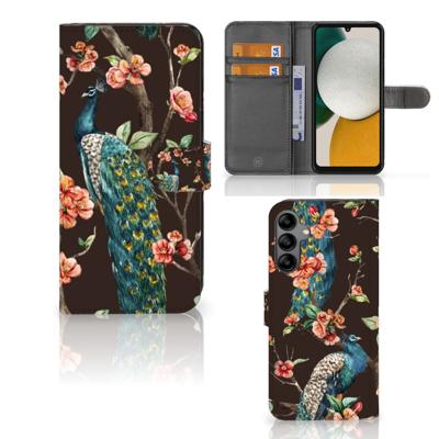 Samsung Galaxy A34 | Telefoonhoesje | Met pasjeshouder | Pauw met Bloemen