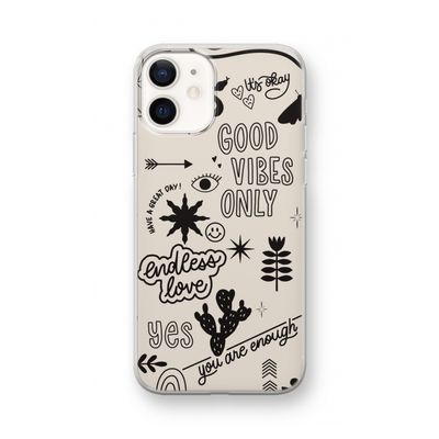Good vibes: iPhone 12 mini Transparant Hoesje