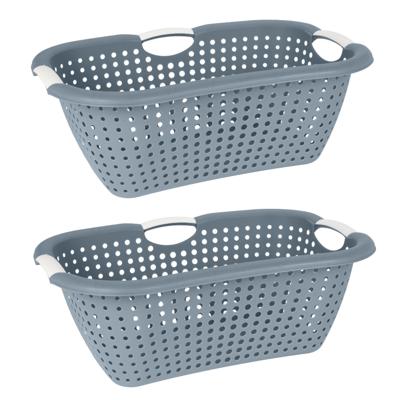 Storage Solutions wasmand - 2x - blauw - 26 liter - kunststof - 40 x 60 x 22 cm - Draagwasmand
