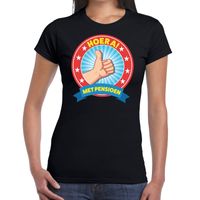 Hoera met pensioen t-shirt zwart dames