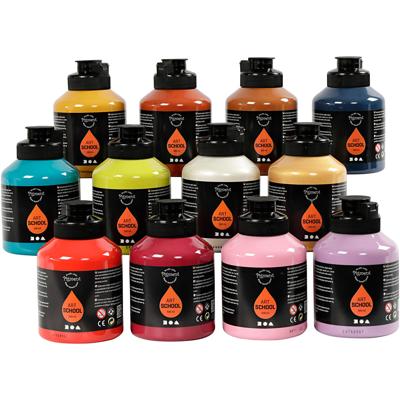Pigment Acryl verf , semi-glanzend, extra kleuren, 12x500 ml/ 1 doos