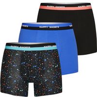 Happy Shorts Happy Shorts 3-Pack Boxershorts Heren Colour Splashes Zwart - thumbnail