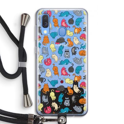 Kleurrijke katten: Samsung Galaxy A40 Transparant Hoesje met koord