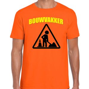 Bouwvakker verkleed t-shirt oranje voor heren 2XL  -
