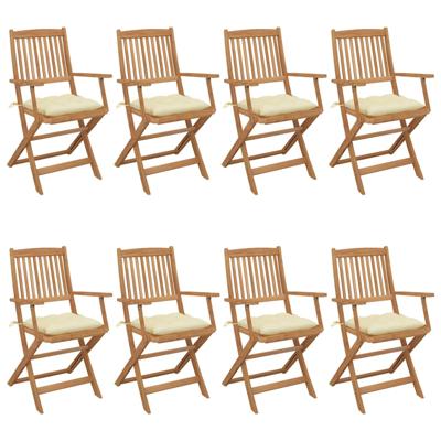 Tuinstoelen 8 st inklapbaar met kussens massief acaciahout