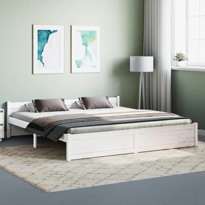 Bedframe massief hout wit 180x200 cm
