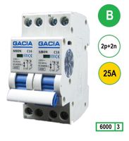 GACIA M80N-2P2N-B25 inst. 2p+2n 25A 6kA (36mm) kookgroep 25A