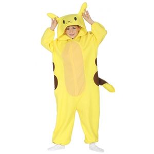 Gele cartoon chinchilla onesie voor kinderen