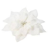 Cosy & Trendy Kerstboomversiering - witte besneeuwde bloem - 15 cm - op clip