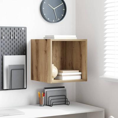 Wandkast artisanaal eikenkleurig 37 x 37 x 37 cm Bewerkt hout