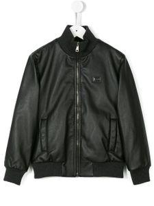 Dolce & Gabbana Kids veste bomber en cuir - Noir