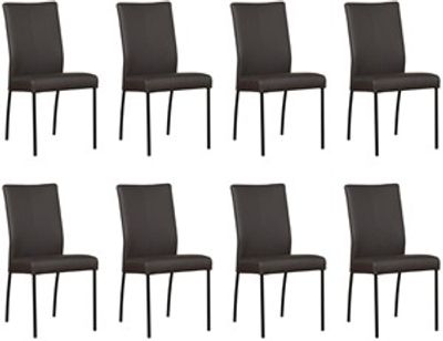 Set van 8 Donkerbruine leren moderne eetkamerstoelen Comfort - Hermes Leer Caffe (donkerbruin leer)