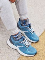 Elastische kindersneakers met dikke zolen blauw
