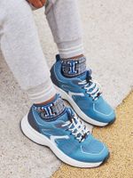 Elastische kindersneakers met dikke zolen blauw - thumbnail