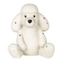 Clayre & Eef Beeld Hond 14x12x16 cm Wit Polyresin Woonaccessoires Wit Woonaccessoires - thumbnail