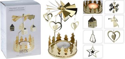 Theelichthouder carrousel goud