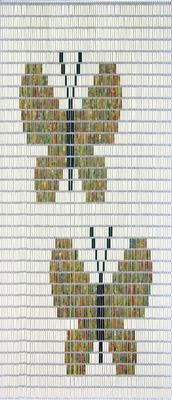Sunarts kant en klaar vliegengordijn 100 x 232 Vlinders crème / tropical / donkergroen model 199