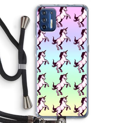 Musketon Unicorn: Motorola Moto G9 Plus Transparant Hoesje met koord
