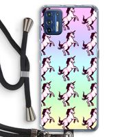 Musketon Unicorn: Motorola Moto G9 Plus Transparant Hoesje met koord
