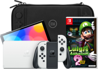 Nintendo Switch OLED Wit + Luigi's Mansion 2 HD + BlueBuilt beschermhoes