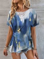 Casual Floral Crew Neck  T-Shirt