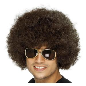 Smiffys Mega afro pruik - bruin - krullen - dames en heren - Seventies
