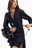 KORTE PLUMETI JURK - BLACK - L