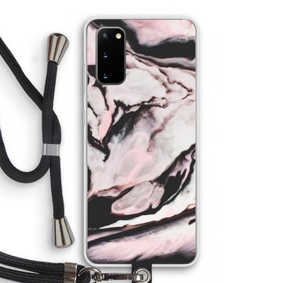 Roze stroom: Samsung Galaxy S20 Transparant Hoesje met koord