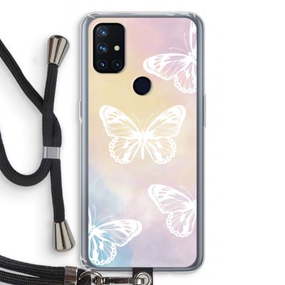 White butterfly: OnePlus Nord N10 5G Transparant Hoesje met koord