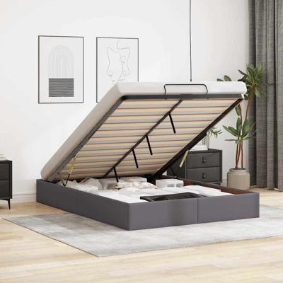 Bedframe zonder matras 140x190 cm kunstleer grijs
