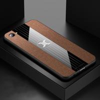 Voor OPPO a3 XINLI stiksels doek Textue schokbestendig TPU beschermhoes (bruin)
