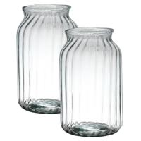 Hakbijl Glass Bloemenvaas Organic - 2x - transparant - eco glas - D18 x H30 cm - Melkbus vaas