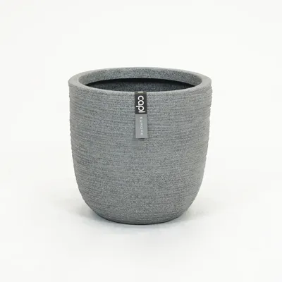 Planter ball rib Nl 932 grey speckled 35x34cm