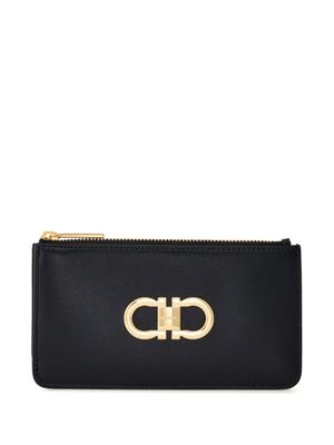 Ferragamo porte-cartes Gancini en cuir - Noir