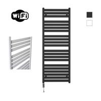 Elektrische Radiator Sanicare HWV - Moda Met Wifi 160x60 cm Mat Zwart 1159W Met Thermostaat Chroom Linksonder