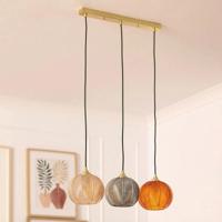 Gouden hanglamp eettafel gekleurd glazen kappen E27 'Demi' Gouden hanglamp eettafel gekleurd glazen kappen E27 'Demi'
