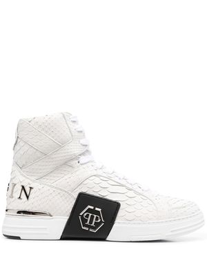 Philipp Plein baskets montantes à effet peau de serpent - Noir