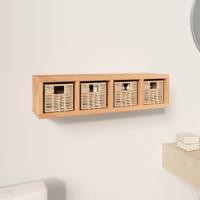 Wandschap met manden 62x18x16 cm massief walnotenhout - thumbnail