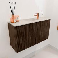 Toiletmeubel Mondiaz Joya Dlux | 70 cm | Meubelkleur Walnut | Faye wastafel Ostra Wasbak Midden | 1 kraangat