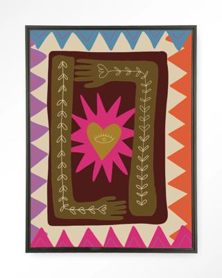 Urban Cotton Wandkleed 'Hug' 145 x 190cm in Floating Frame - black